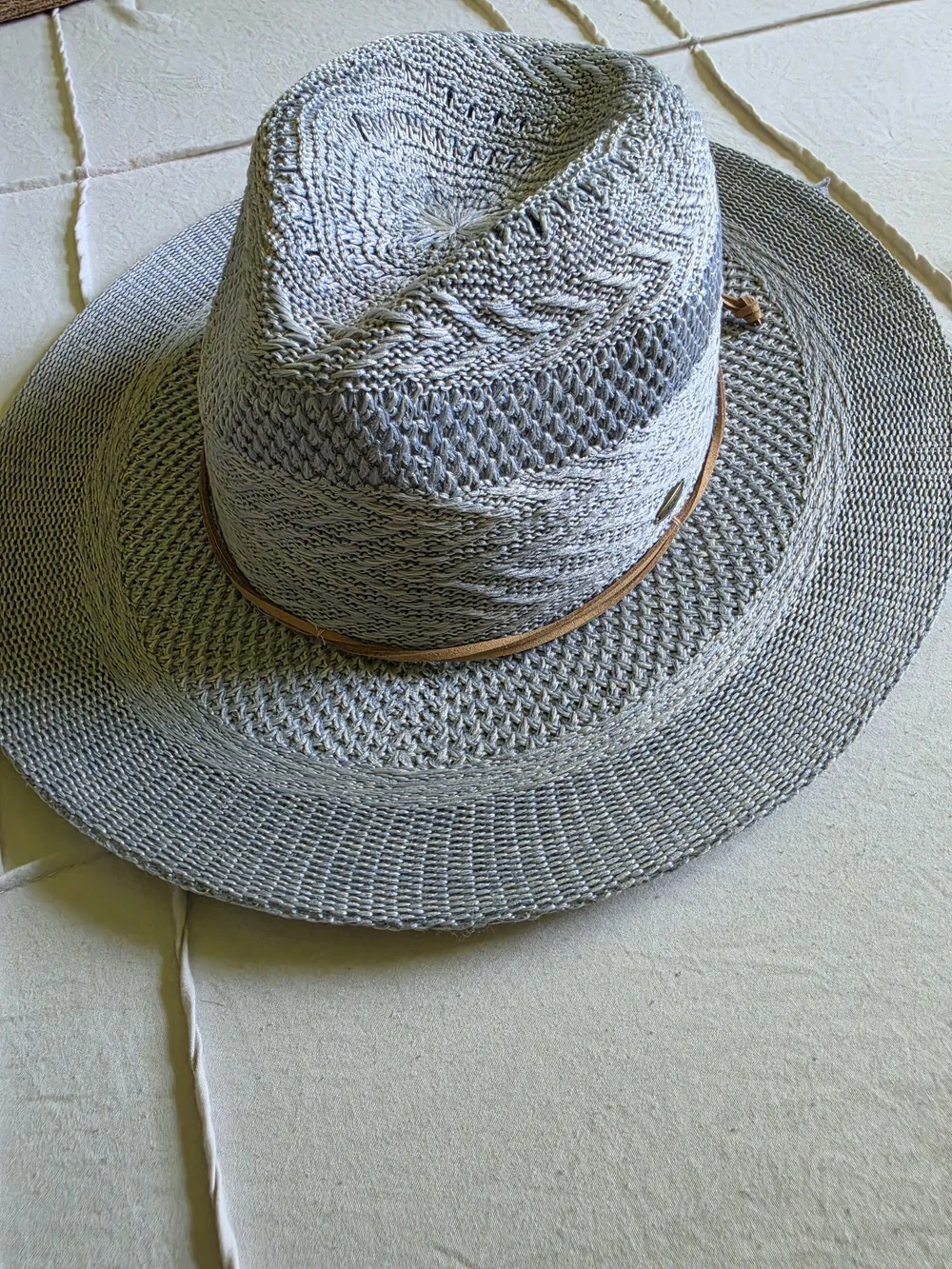 C.C Gray Straw Sun Hat with Brown Band - Women's Accessories - Picture 2 of 5